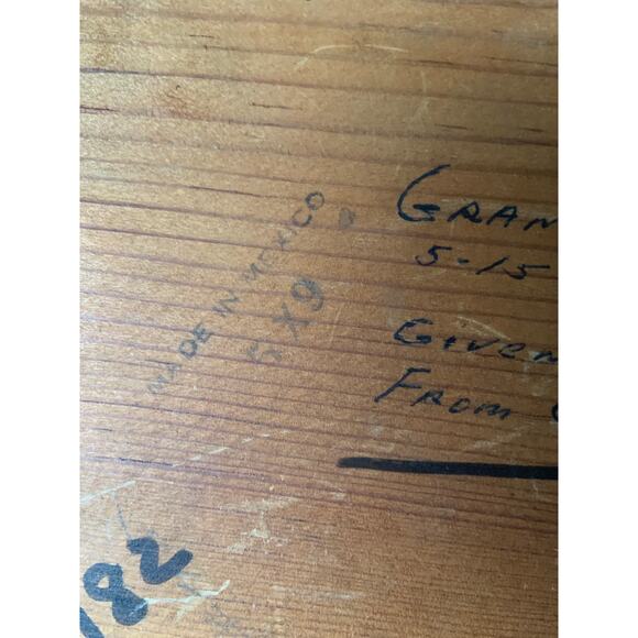 Vintage Mexican Feathers and Paint Folk Art Bird Branch Tray 1958 Note on back - Picture 6 of 9